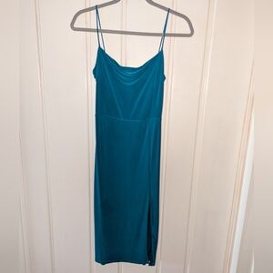 Turquoise Blue Mini Slip Dress with Spaghetti Straps for Cocktail